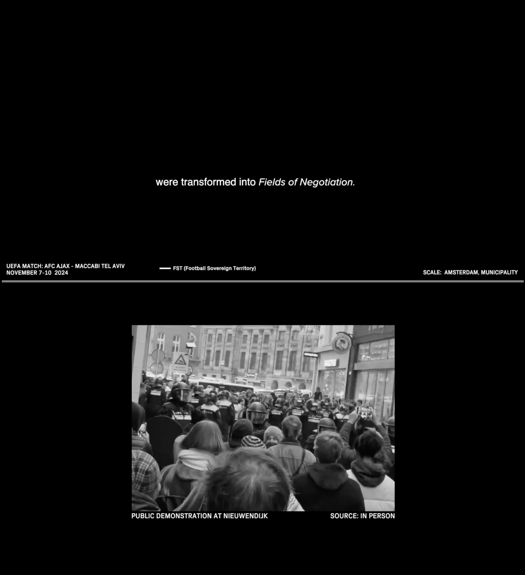 Still from the film FC TECTONICS: Football’s Strategic Play in the Territorialisation of Nation-State Sovereignty by Lotte van Hulst