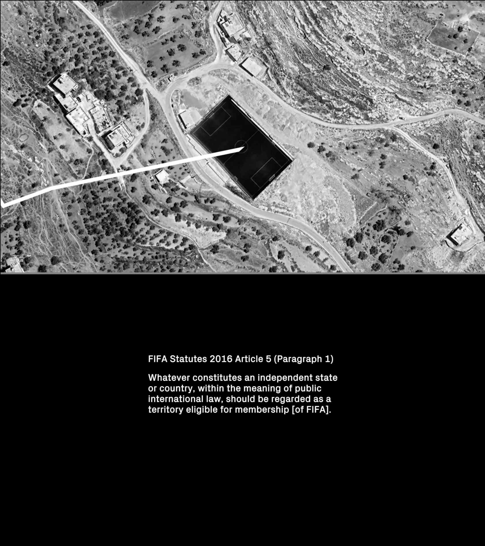 Still from the film FC TECTONICS: Football’s Strategic Play in the Territorialisation of Nation-State Sovereignty by Lotte van Hulst